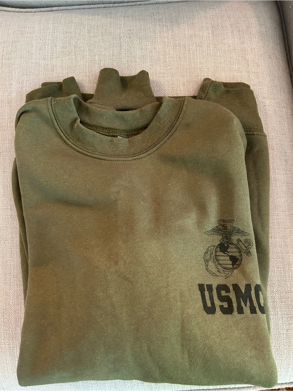 USMC Olive Green Crewneck Sweats - Shirt and Pants
